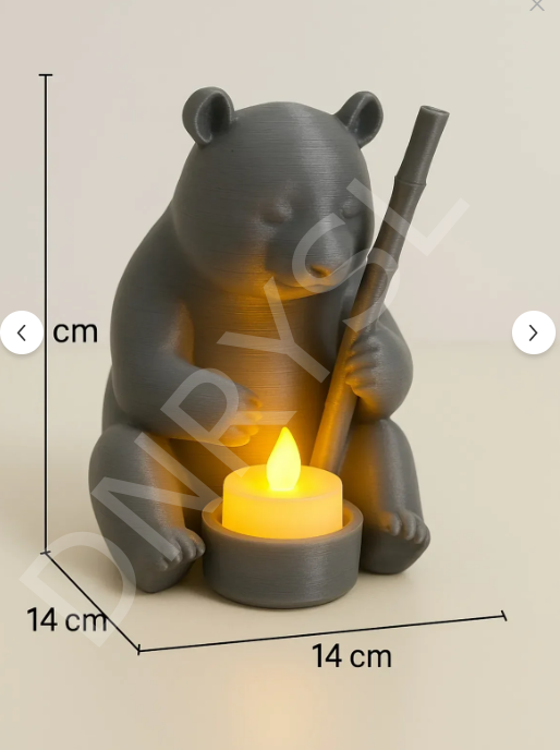 Dekoratif TeaLight Mum Hediyeli Ayı Panda