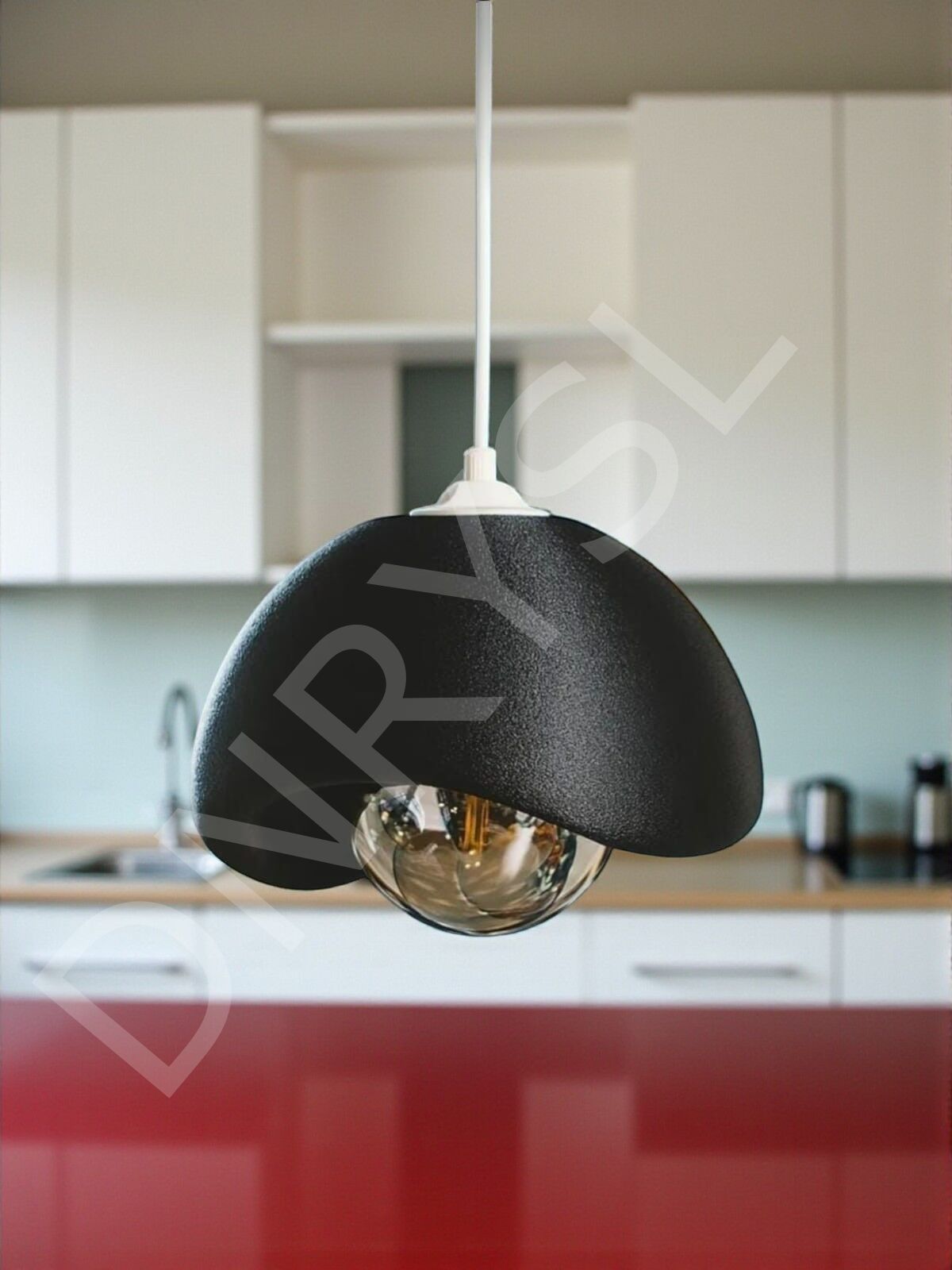 Noir Sphere Dekoratif Siyah Modern Kum Dokulu Sarkıt Avize – Led Uyumlu, Ampül Hediyeli