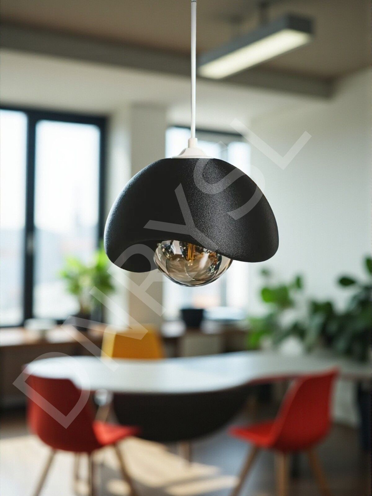 Noir Sphere Dekoratif Siyah Modern Kum Dokulu Sarkıt Avize – Led Uyumlu, Ampül Hediyeli