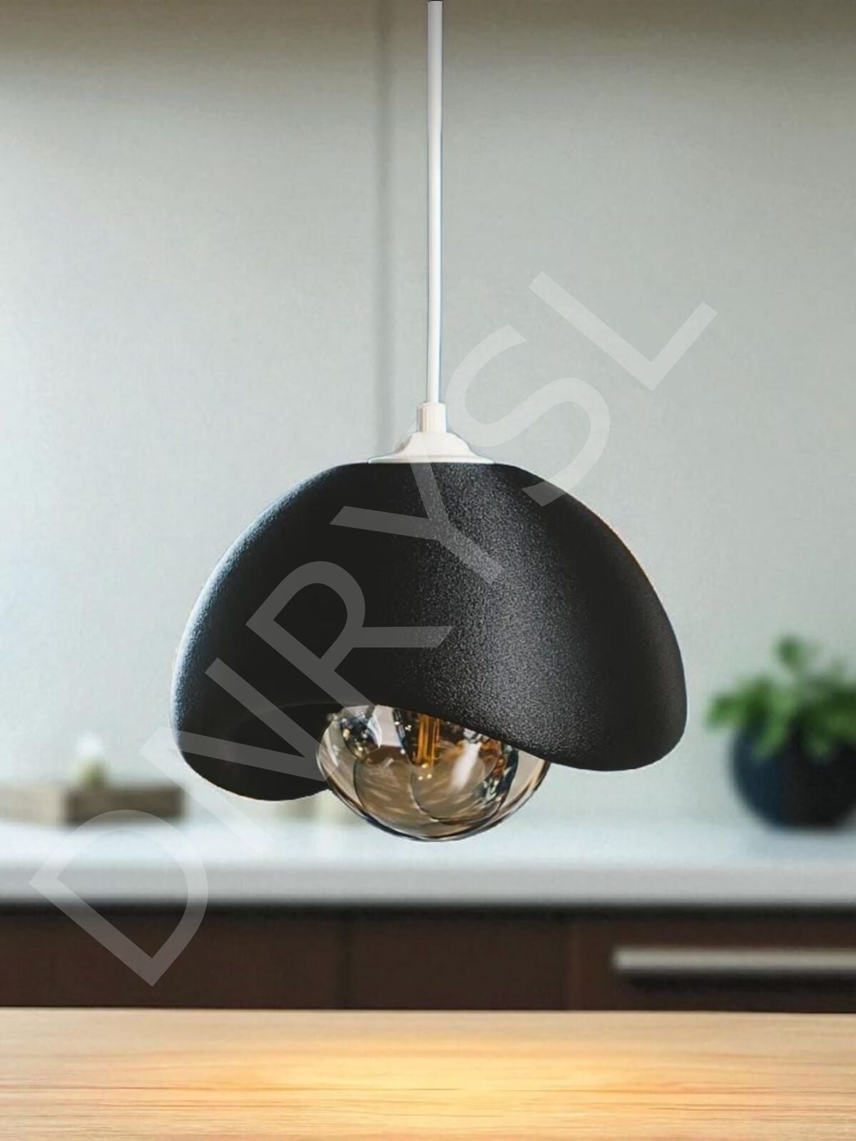 Noir Sphere Dekoratif Siyah Modern Kum Dokulu Sarkıt Avize – Led Uyumlu, Ampül Hediyeli