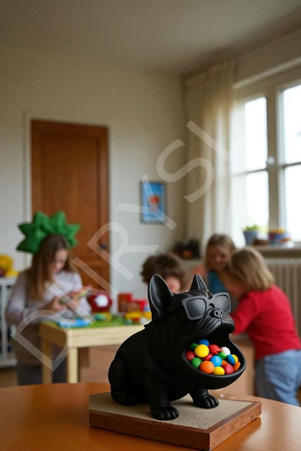 Bulldog Köpek Figürlü Dekoratif Sunum Tabağı, Şekerlik, Biblo Tabak