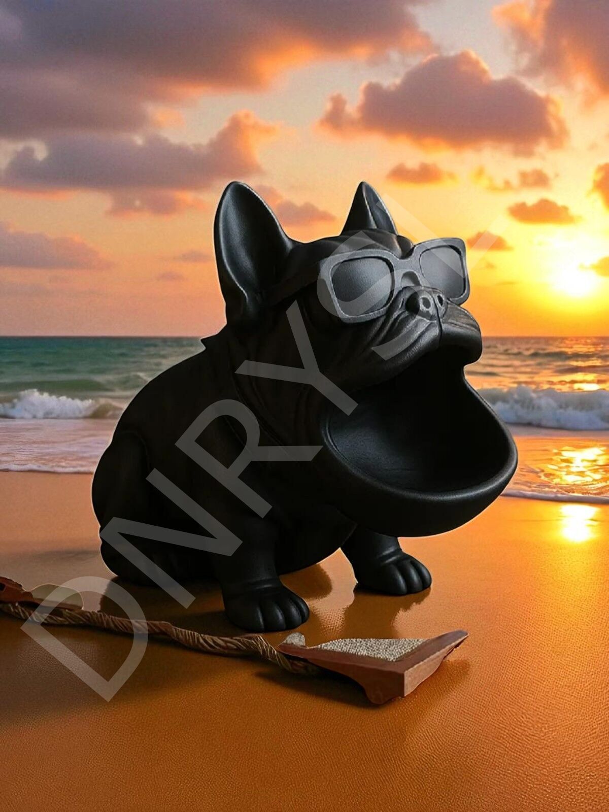 Bulldog Köpek Figürlü Dekoratif Sunum Tabağı, Şekerlik, Biblo Tabak