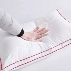 Kaz Tüyü Çift Kırmızı Biyeli Yastık 50x70 Premium Uyku Yastığı