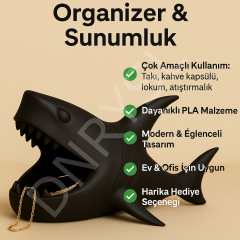 Dekoratif Köpekbalığı Tasarımlı Takı Organizer, Sunumluk, Lokumluk, Masa Üstü Düzenleyici