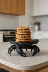 Dekoratif Yengeç Figürü Siyah Pratik Ev Gereçleri Sunum Tabak 16 X 16 Cm