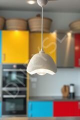 Dekoratif Bohem Stil Beton Desenli Beyaz Sarkıt Avize, Salon, Mutfak, Kafe İçin Aydınlatma