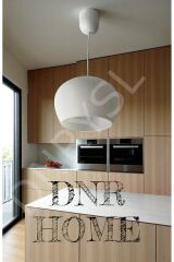 Dekoratif Yuvarlak Tasarım, Mutfak ve Salon İçin Minimal Sarkıt Tekli Beyaz Avize