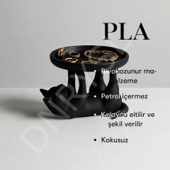 Kedi Formlu Dekoratif Takı Standı ve Makyaj Düzenleyici, PLA Malzeme, Minimal Organizer, Siyah