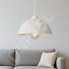 Modern Beyaz Tekli Sarkıt Avize, Geometrik Tasarım, Salon ve Mutfak İçin Dekoratif Aydınlatma