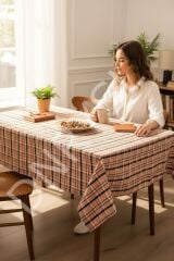 Pamuk Ekose Masa Örtüsü, Kolay Temizlenebilir, Mutfak, Salon ve Balkon Kullanımına Uygun 140x200 cm.
