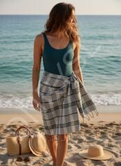 Buldan Karatezgah Dokuması Pamuk Peştemal, Pareo, Şal - Çok Amaçlı Kullanım Büyük Boy